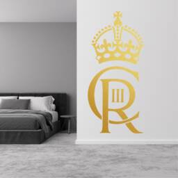 King Charles Royal Crest, Cypher, Monogram Vinyl Wall Art, Sticker, Transfer, Decal, Mural, Home 36 Colours, Easy To Apply - thumbnail 3