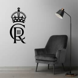 King Charles Royal Crest, Cypher, Monogram Vinyl Wall Art, Sticker, Transfer, Decal, Mural, Home 36 Colours, Easy To Apply - thumbnail 1