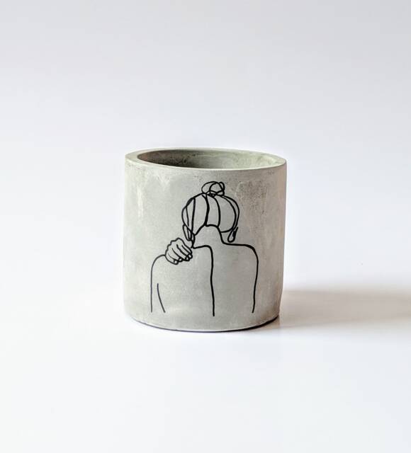 Shy Girl Concrete Cement Succulent Cacti Pot Planter Houseplant Minimalist Decor