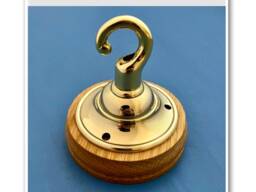 Brass Ceiling Hook Lamp Chandelier Light Wall Patras Wooden Mount Hanging Chain Antique Oak - thumbnail 1