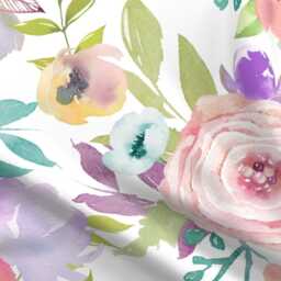 Floral Sheets - Allidomo By Theartwerks Watercolor Springs Large Scale Botanical Cotton Sateen Sheet Set Bedding Spoonflower - thumbnail 4