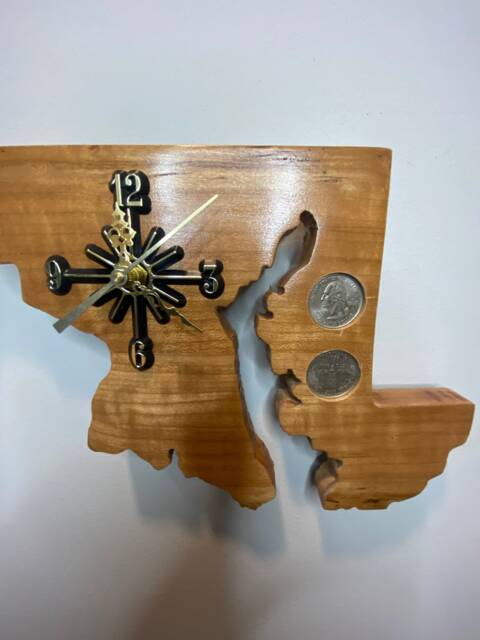 Handmade Maryland State Quarter Clock, Wood Wall Decor - image 1