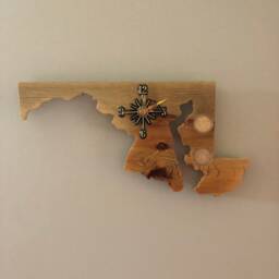 Handmade Maryland State Quarter Clock, Wood Wall Decor - thumbnail 2