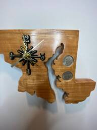 Handmade Maryland State Quarter Clock, Wood Wall Decor - thumbnail 1