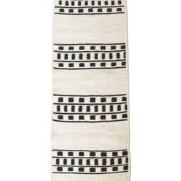 Summer Sale Medium Berber Runner - 209 X 70 cm Handmade Beni Ouarain, Handwoven Wool, Bohemian Rug, One Of A Kind, White Shaggy Rug - thumbnail 3
