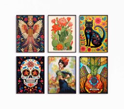 Mexican Gallery Wall Poster Set, 6 Print Floral Print, Cactus Art, Latin Art Decor - thumbnail 1