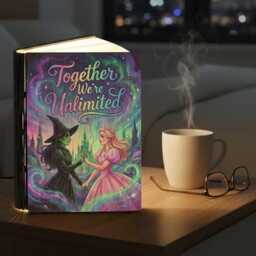 Together We're Unlimited Book Lamp, Wicked Folding Elphaba & Glinda Night Light, Wizard Witch Reading Lamp - thumbnail 2