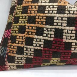Vintage Turkish Kilim Lumbar Pillow Cover, Ethnic Handwoven Cushion - 16x24 - thumbnail 3