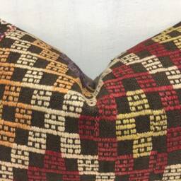 Vintage Turkish Kilim Lumbar Pillow Cover, Ethnic Handwoven Cushion - 16x24 - thumbnail 2
