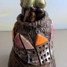 Handmade Ceramic Jerusalem Sculpture - Mediterranean Naive Style Housewarming Gift Israeli Art - thumbnail 4