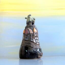 Handmade Ceramic Jerusalem Sculpture - Mediterranean Naive Style Housewarming Gift Israeli Art - thumbnail 2