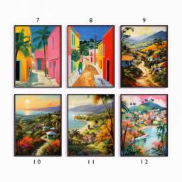 Haiti Poster Set, Caribbean Travel Prints, Floral Art, Tropical Decor, Folk Art Poster, Gallery Wall, Gift, A1/A2/A3/A4 - thumbnail 2