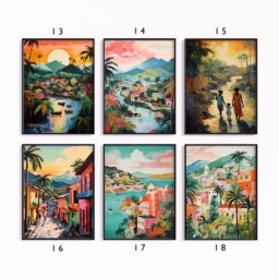 Haiti Poster Set, Caribbean Travel Prints, Floral Art, Tropical Decor, Folk Art Poster, Gallery Wall, Gift, A1/A2/A3/A4 - thumbnail 3