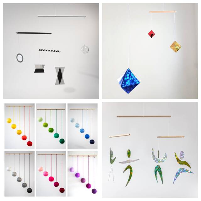 Montessori Mobile Set Of 4 - Munari, Gobbi, Octahedron & Dancers For Newborn Visual Development Nursery Decor - image 1