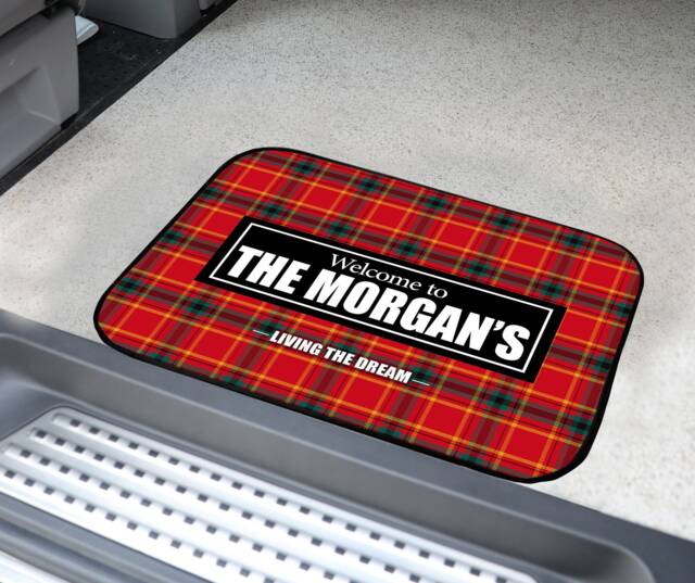 Personalised Tartan Campervan/Caravan Small Printed Scottish Motorhome Door Mat 44cm X 32cm Sc107 - image 1