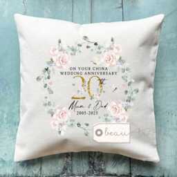 Personalised China Wedding Anniversary Gift, 20Th Anniversary, Ruby Silver Golden Diamond, Gift For Couple, Floral Ceramic Small Vase Jug Mug - thumbnail 2