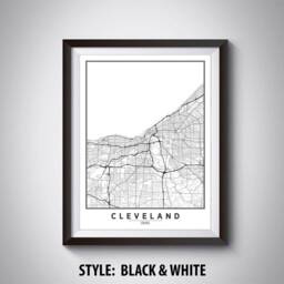 Cleveland Oh Map Art Print 1940S Style Travel Poster - thumbnail 2