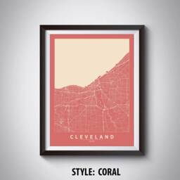 Cleveland Oh Map Art Print 1940S Style Travel Poster - thumbnail 3
