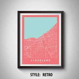Cleveland Oh Map Art Print 1940S Style Travel Poster - thumbnail 4