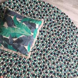 Nursery Rug - Sea Of Green Free Shipping Felt Ball Decor Play Mat Wool Pom - thumbnail 2