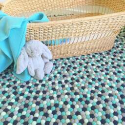 Nursery Rug - Sea Of Green Free Shipping Felt Ball Decor Play Mat Wool Pom - thumbnail 3