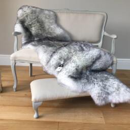 Grey Tipped Sheepskin Rug, Ivory White Double Throw, Eco - thumbnail 2