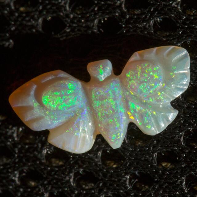 Green Galaxy Opal Butterfly With Green & Blue Fire Carving - 3 Cts - image 1