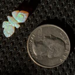 Green Galaxy Opal Butterfly With Green & Blue Fire Carving - 3 Cts - thumbnail 4
