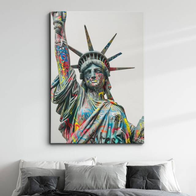 statue Of Liberty New York City Graffiti Painting Framed Poster Print & Canvas Wall Decor Art Bedroom Home Interior American Gift - image 1