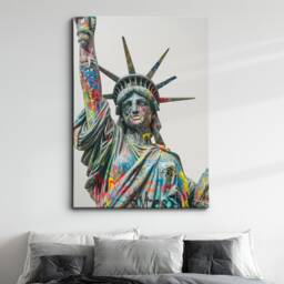 statue Of Liberty New York City Graffiti Painting Framed Poster Print & Canvas Wall Decor Art Bedroom Home Interior American Gift - thumbnail 1