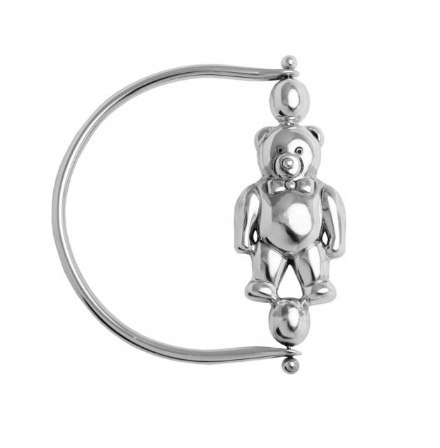 Spinning Baby Rattle Teddy Bear Edwardian Style 925 Sterling Silver English Hallmarks - image 1
