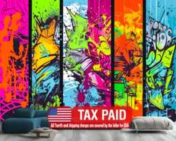 Colorful Graffiti Paint Splatter Wallpaper Mural, Easy-Install Peel & Stick - thumbnail 1