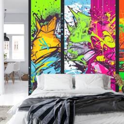 Colorful Graffiti Paint Splatter Wallpaper Mural, Easy-Install Peel & Stick - thumbnail 2