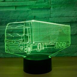 Truck, Lorry Container Truck Vehicle, Personalised 3D Smart App Control Night Light Bluetooth, Music, 7&16M Colour Mobile App , Gift Led Lamp - thumbnail 3