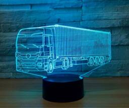 Truck, Lorry Container Truck Vehicle, Personalised 3D Smart App Control Night Light Bluetooth, Music, 7&16M Colour Mobile App , Gift Led Lamp
