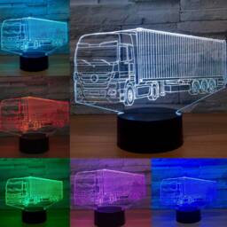 Truck, Lorry Container Truck Vehicle, Personalised 3D Smart App Control Night Light Bluetooth, Music, 7&16M Colour Mobile App , Gift Led Lamp - thumbnail 2