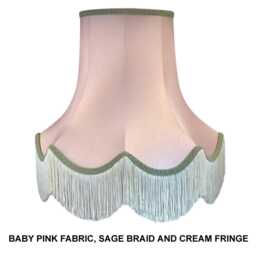 Handmade Pink Dupion Fabric Lampshades Scalloped Fringe For Table, Floor, Wall Lights - thumbnail 3