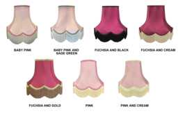 Handmade Pink Dupion Fabric Lampshades Scalloped Fringe For Table, Floor, Wall Lights - thumbnail 1
