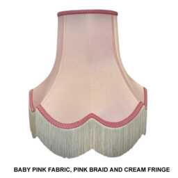 Handmade Pink Dupion Fabric Lampshades Scalloped Fringe For Table, Floor, Wall Lights - thumbnail 2