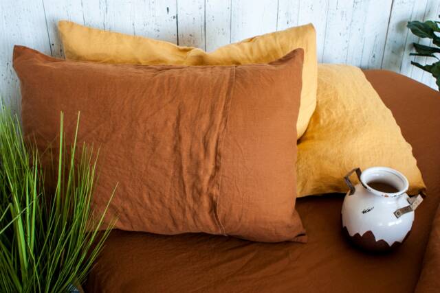 Linen Back Envelope Pillowcase - Pillow Sham Case Cover Slip King Queen Twin - image 1