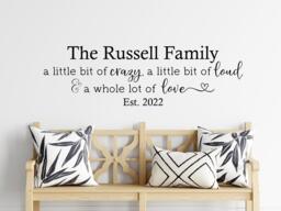 Family A Little Bit Of Crazy, Funny Family Quote, Crazy Decal, Quote Wall Loud - thumbnail 1