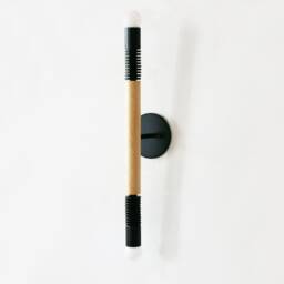 Black & Maple Wood Double Modern Sconce Light Vanity Lighting Gold Bathroom Kitchen - thumbnail 3