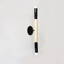 Black & Maple Wood Double Modern Sconce Light Vanity Lighting Gold Bathroom Kitchen - thumbnail 4