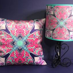 Nouveau Butterfly Pink Mint Table Lamp Shade - Art Lampshade Gentle Calming Or Ceiling Light - thumbnail 3