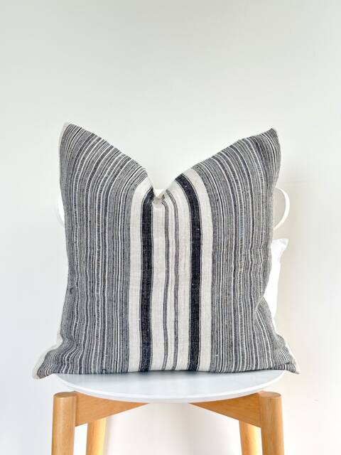 Gray Neutral Tribal Hemp Hand Woven Natural Dye Color Lumbar Pillow Cover - image 1