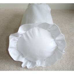 "Frilled Bolster Pillow Cover White Ruffled Cylinder Case All Sizes Round Ended End Cushion Sham 4"" 5"" 6"" 7"" 8" - thumbnail 3
