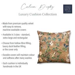 Celina Digby?? Luxury Designer Velvet Cushion Cover Pillow, Floral Design, Available in 3 Sizes Square Rectangular - Wild Rose Antique Gold - thumbnail 2