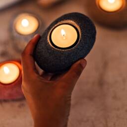Imitation Stone Tea Light Holder Handmade Ceramic Candle Holder - thumbnail 3
