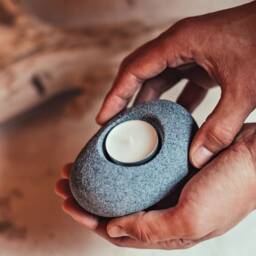 Imitation Stone Tea Light Holder Handmade Ceramic Candle Holder