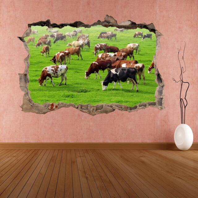 Cows Grazing Pasture Wall Decal Sticker Mural Poster Print Art Farmhouse Home Decor De65